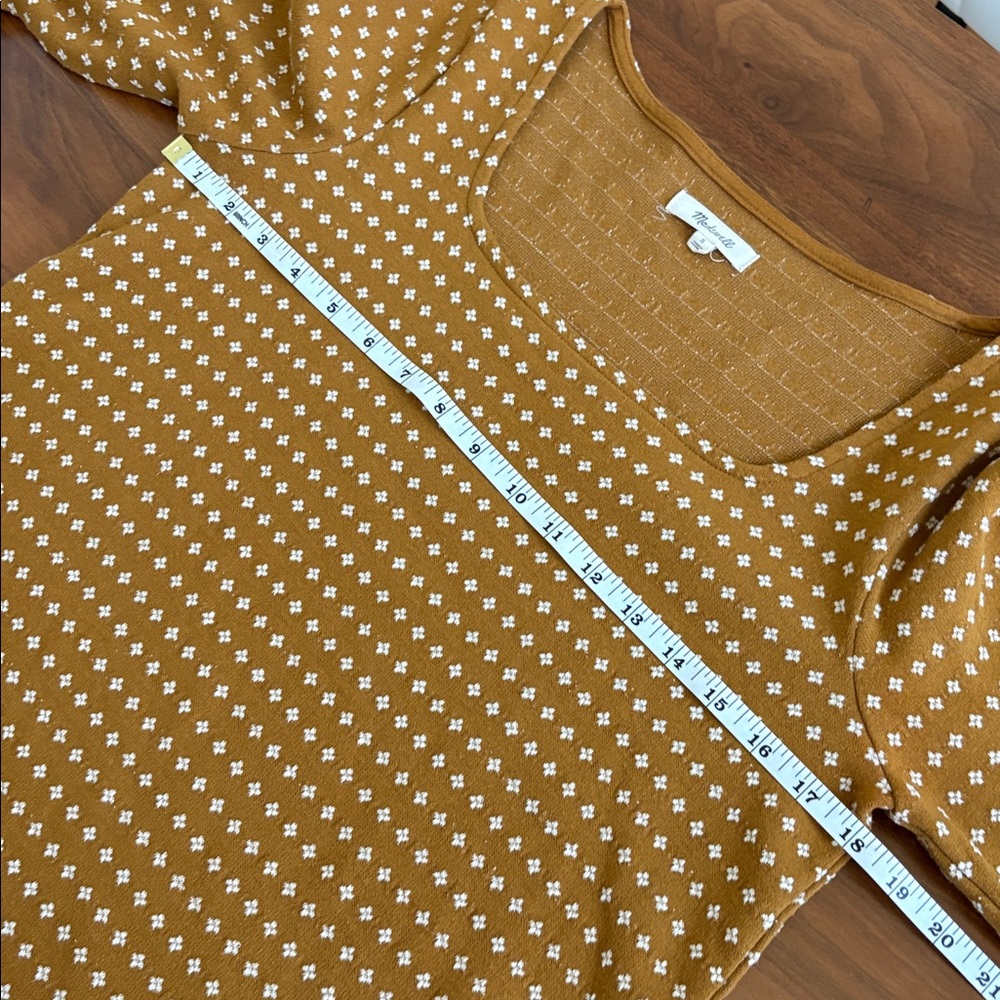 Madewell Floral Jacquard Square-Neck Top Antique Gold Size Small - Picture 9 of 9